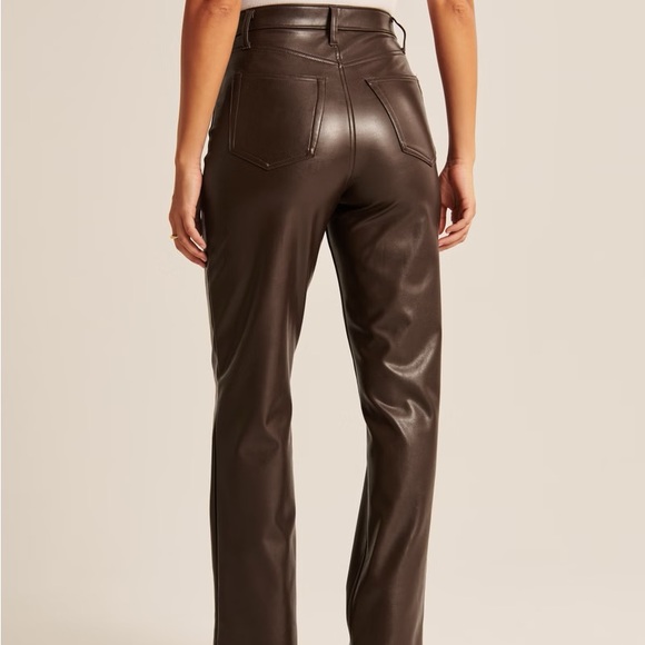 New Abercrombie curve love vegan leather 90s straight pant - Picture 3 of 3